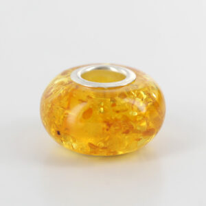 Genuine Amber & 925 Silver Charm For European Charm Bracelets RRP£40!!! CHA55