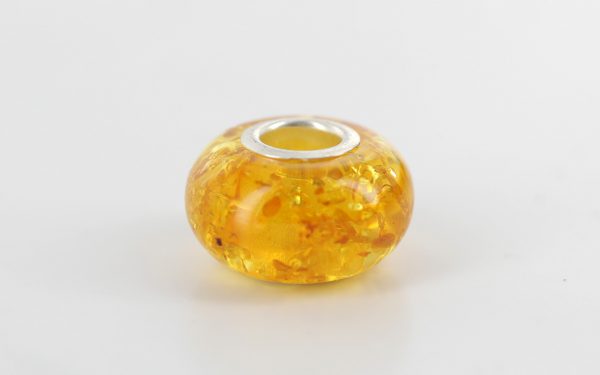 Genuine Amber & 925 Silver Charm For European Charm Bracelets RRP£40!!! CHA55