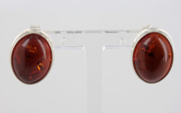 German Baltic Amber Classic Stud Earrings In 925 Silver Handmade ST0085 RRP£50!!!