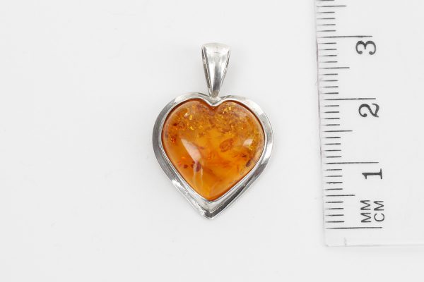 Elegant Handmade Baltic Amber Heart Pendant in 925 Silver PD107 – RRP£55!!!