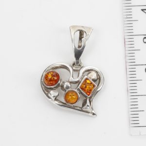 Baltic Amber Heart Pendant Elegant Handmade in 925 Silver PD108 – RRP£65!!!