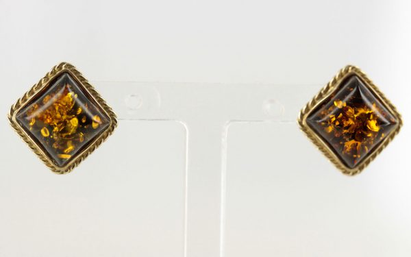 Italian Made German Green Baltic Amber Studs In 9ct Gold GS0054G RRP £175!!!