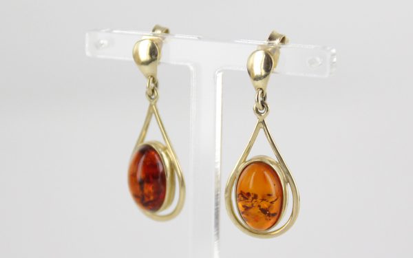Italian Made Unique German Baltic Amber Drop Earrings in 9ct Solid Gold GE0115 RRP250!!!