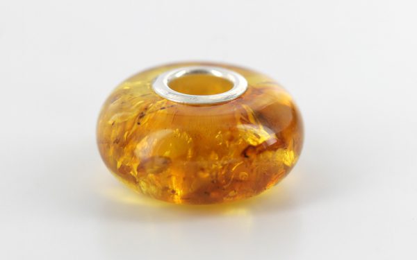 Genuine Amber & 925 Silver Charm For European Charm Bracelets CHA59 RRP£45!!!