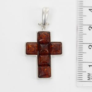 CROSS PENDANT HANDMADE GERMAN BALTIC Amber IN 925 SILVER PD110 RRP£65!!