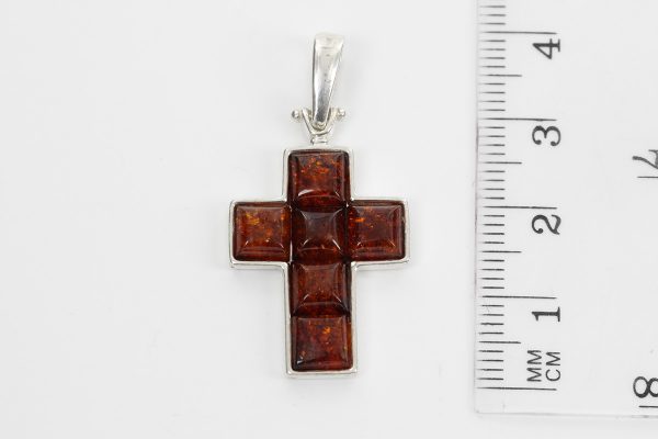 CROSS PENDANT HANDMADE GERMAN BALTIC Amber IN 925 SILVER PD110 RRP£65!!