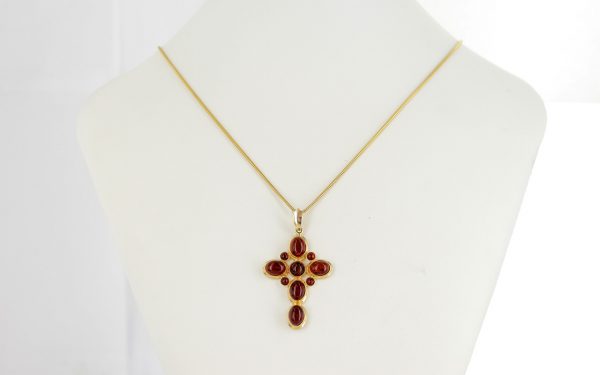 Italian Made Elegant Unique German Baltic Amber Cross Pendant in 14ct Gold -GP0092 RRP825!!!