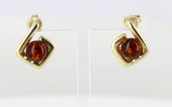 Italian Made German Baltic Amber Stud Earrings In 9ct Gold GS0062 RRP£225!!!