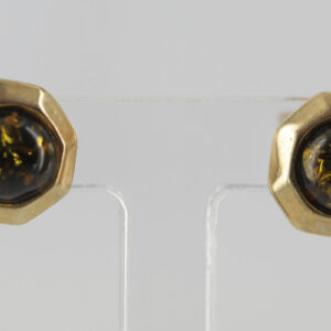 Italian Made German Green Baltic Amber Studs In 9ct Gold GS0134G RRP £125!!!