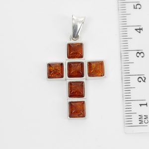 CROSS PENDANT HANDMADE GERMAN BALTIC AMBER IN 925 SILVER PD111 RRP£65!!