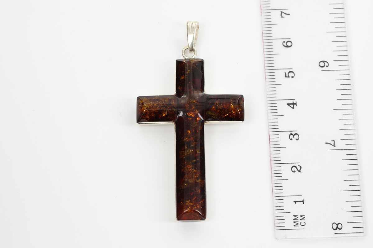 Amber cross necklace sales
