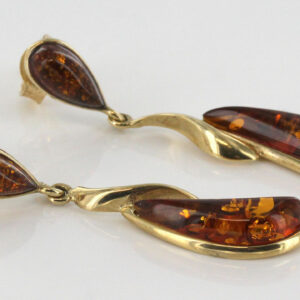 Italian Handmade Unique German Baltic Amber in 9ct Gold Drop Earrings GE0075 RRP£225!!!