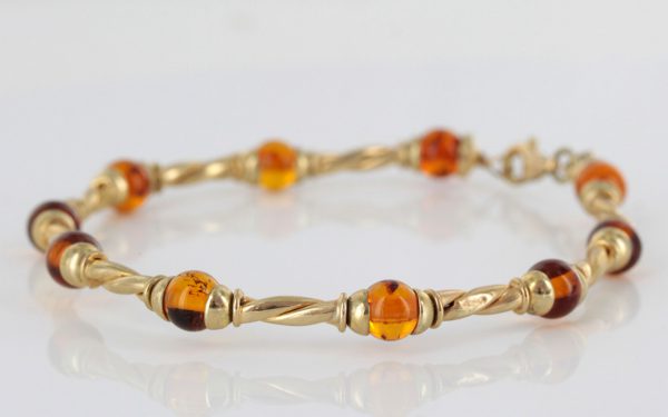 ITALIAN HANDMADE GERMAN BALTIC AMBER BRACELET IN 9CT solid GOLD GBR021-RRP£600!!!