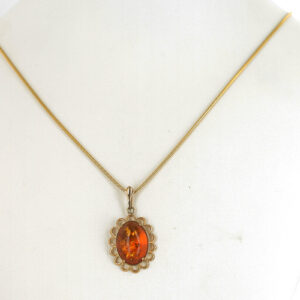 Italian Handmade Classic Elegant German Baltic Amber Pendant in 9ct solid Gold -GP0091 RRP£195!!!