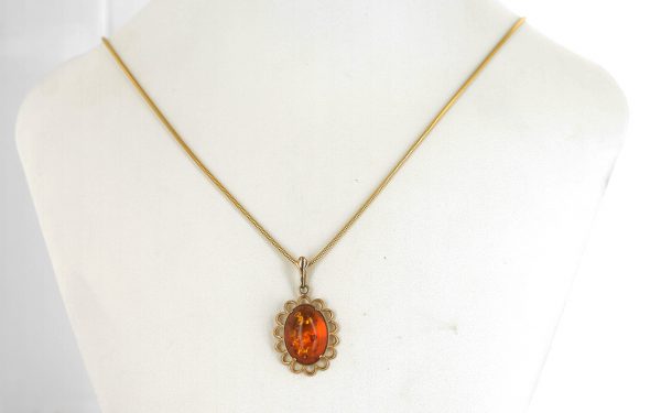 Italian Handmade Classic Elegant German Baltic Amber Pendant in 9ct solid Gold -GP0091 RRP£195!!!