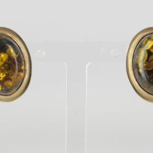 Italian Made Large German Green Baltic Amber Studs 9ct Gold GS0133G RRP £295!!!