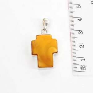 ANTIQUE BUTTERSCOTCH BALTIC AMBER HANDMADE CROSS PENDANT-PD082RRP£125!!!