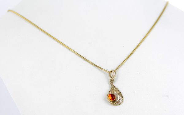 Italian Handmade Elegant German Baltic Amber Pendant in 9ct Gold -GP0099 RRP£175!!!