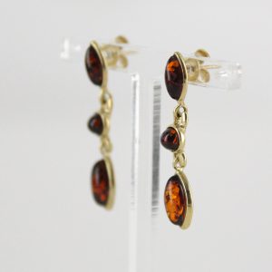 Elegant German Baltic Amber in 9ct Gold Italian Drop Earrings GE0103 RRP£225!!!