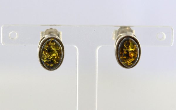 German Baltic Amber Classic Stud Earrings In 925 Silver Handmade ST0090 RRP£15!!!