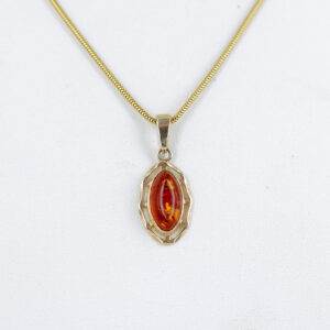 Italian Made Classic Elegant German Baltic Amber Pendant in 9ct solid Gold GP0102 RRP£145!!!