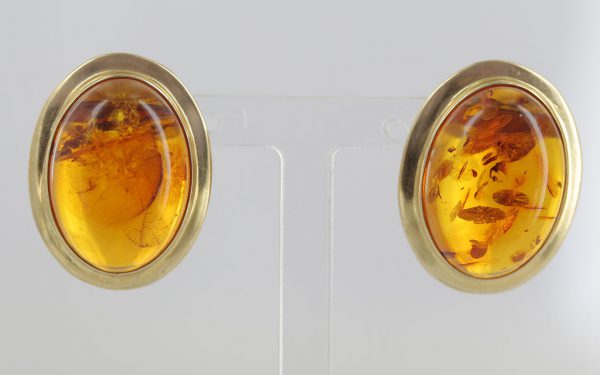 ITALIAN MADE GERMAN AMBER LARGE STUD EARRINGS IN 9ct solid GOLD GS0019 RRP£475!!!