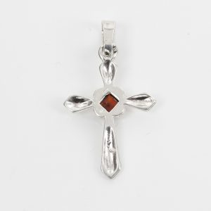 AMBER CROSS PENDANT BALTIC UNIQUE HANDMADE in 925 SILVER-PD114 RRP£25!!