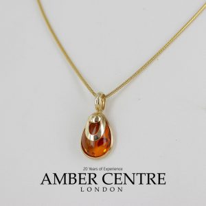 Italian Handmade Modern Elegant Baltic Amber Pendant in 9ct Gold -GP0103 RRP£175!!!