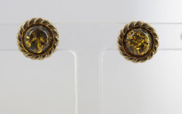 Italian Made German Green Baltic Amber Studs In 9ct solid Gold GS0042G RRP £125!!!