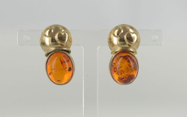 Italian Made "LOVE" German Amber Stud Earrings In 9 Ct Solid Gold GS0068 RRP £295!!!