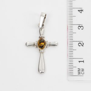 AMBER CROSS PENDANT BALTIC UNIQUE HANDMADE in 925 SILVER-PD115 RRP£25!!!