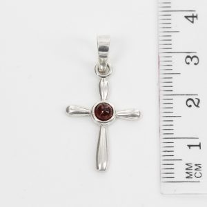 AMBER CROSS PENDANT BALTIC UNIQUE HANDMADE in 925 SILVER-PD116 RRP£25!!