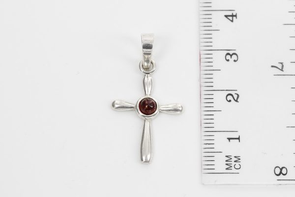 AMBER CROSS PENDANT BALTIC UNIQUE HANDMADE in 925 SILVER-PD116 RRP£25!!