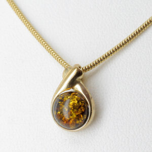 Italian Made Elegant German Green Baltic Amber Pendant in 9ct Gold - GP0085G RRP£125!!!