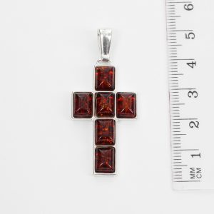 CROSS PENDANT HANDMADE GERMAN BALTIC Amber IN 925 SILVER PD117 RRP£85!!