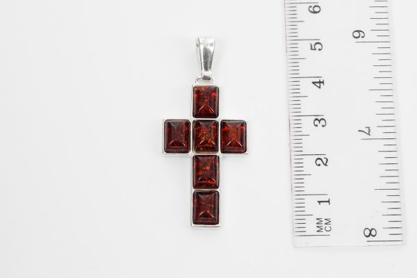 CROSS PENDANT HANDMADE GERMAN BALTIC Amber IN 925 SILVER PD117 RRP£85!!