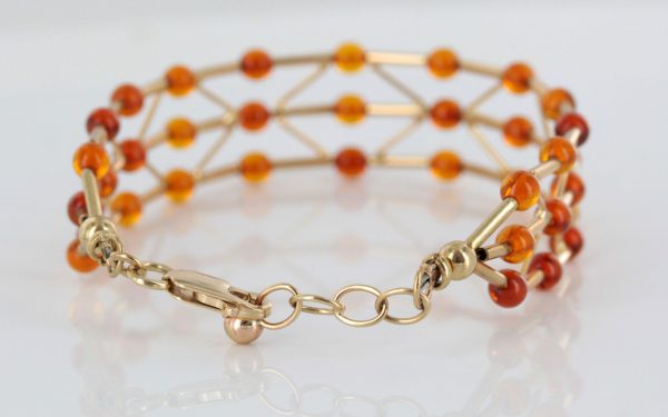 ITALIAN HANDMADE GERMAN BALTIC AMBER BRACELET IN 9CT solid GOLD GBR022-RRP£700!!!