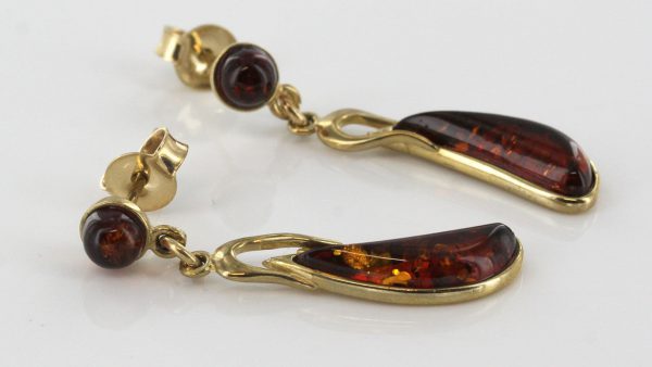 Italian Made Unique German Baltic Amber in 9ct Gold Drop Earrings GE0077 RRP£225!!!