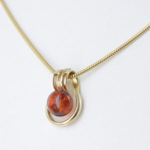 Italian Handmade Modern Elegant Amber Pendant in 9ct solid Gold -GP0096 RRP£125!!!