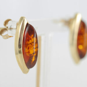Italian Made Unique German Baltic Amber 9ct solid Gold Stud Earrings GS0044 RRP£225!!!