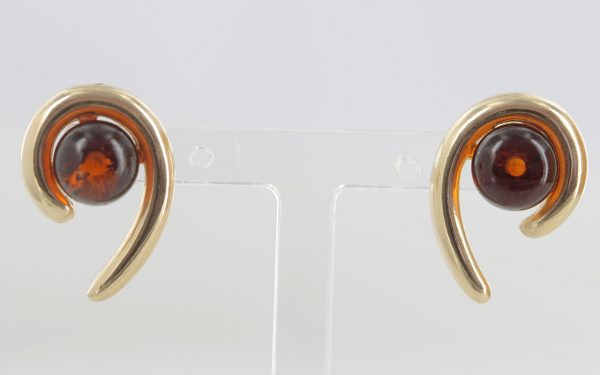 ITALIAN MADE UNIQUE GERMAN BALTIC AMBER STUD EARRINGS IN 9CT Solid GOLD GS0047 RRP£250!!!