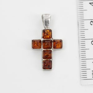 CROSS PENDANT HANDMADE GERMAN BALTIC AMBER IN 925 SILVER PD121 RRP£45!!!