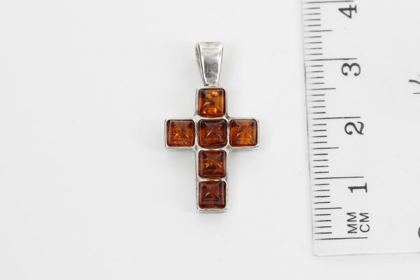 CROSS PENDANT HANDMADE GERMAN BALTIC AMBER IN 925 SILVER PD121 RRP£45!!!