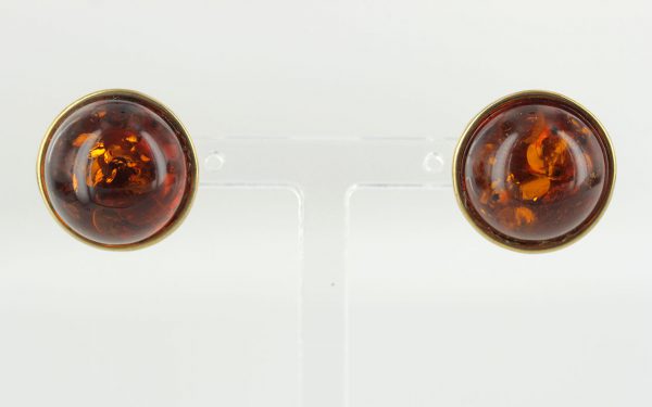 Italian Handmade Unique German Baltic Amber Studs In 9ct Solid Gold GS0061 RRP £425!!