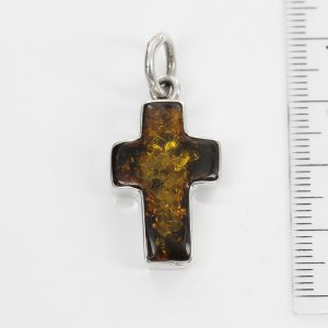 CROSS PENDANT HANDMADE GREEN GERMAN BALTIC AMBER IN 925 SILVER PD123G RRP£65!!!