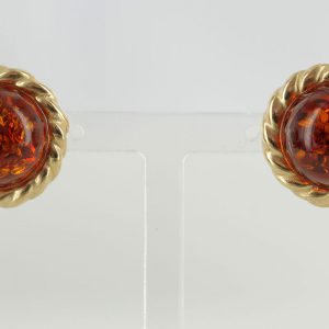 Italian Handmade German Baltic Amber Large Stud Earrings In 9Ct Solid Gold GS0060 RRP425!!!