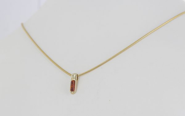 Italian Handmade Modern Stylish German Baltic Amber Pendant in 9ct solid Gold - GP0134 RRP£100!!!