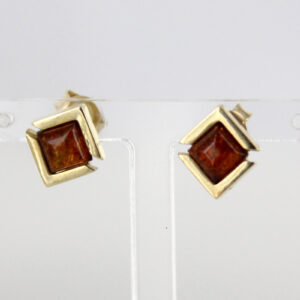 Italian Made Unique German Baltic Amber Stud Earrings 9ct Solid Gold GS0076 RRP£175!!!