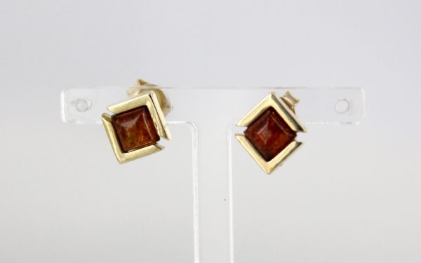 Italian Made Unique German Baltic Amber Stud Earrings 9ct Solid Gold GS0076 RRP£175!!!