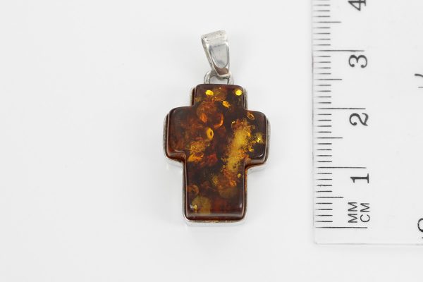 CROSS PENDANT HANDMADE UNIQUE GERMAN BALTIC AMBER IN 925 SILVER PD131 RRP£65!!!